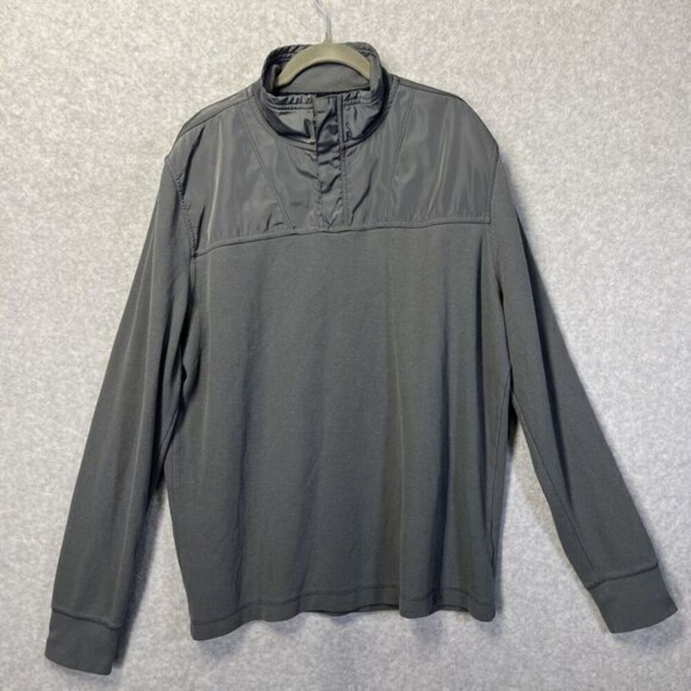 BANANA REPUBLIC 1/4 Zip Collared Gray Pullover Thermal Shirt Long Sleeve Mens XL